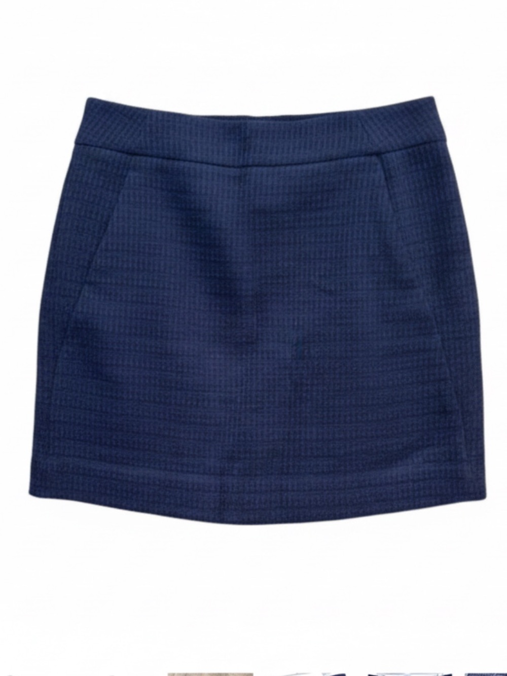 NWT LOFT Navy Blue Woven Sweater Skirt Size 4 Pockets Tweed Career Office